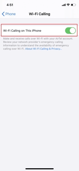 Enable WiFi Calling on iPhone