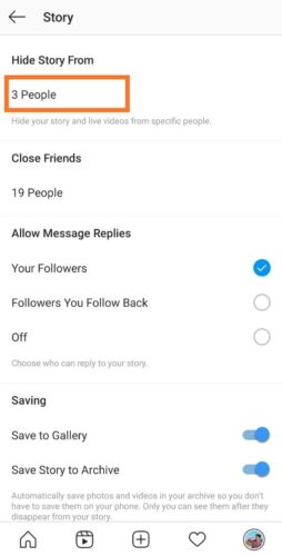 Hide Instagram stories from someone