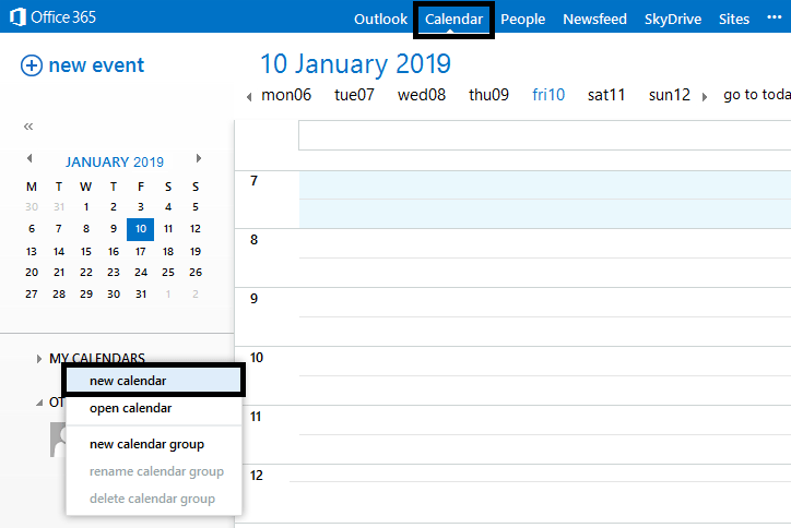 Creating a Shared Calendar in Office 365