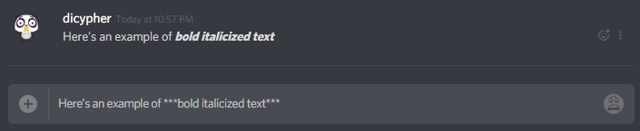 bold italics text in discord