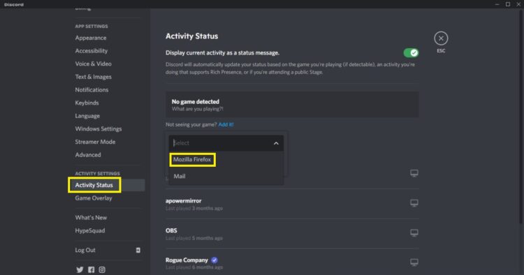 option to select browser or app to stream hulu on discord.