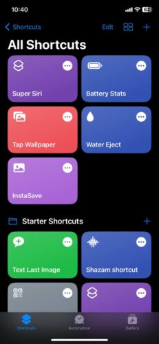 Shortcuts App Dashboard